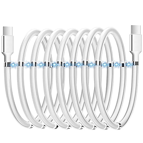 PRODUCTO 151 Cable de carga magnético, tipo C a tipo C (6.5 pies) Cable de datos nano de absorción magnética de carga súper organizada para Samsung S23/S22/S21/S20 Ultra, MacBook Pro/Air, iPad Pro 12.9 11 Air Mini