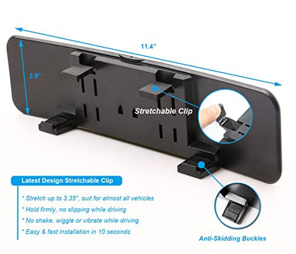 Espejo retrovisor Kitbest, espejo retrovisor panorámico con clip interior universal para reducir el punto ciego de manera efectiva - Gran angular - Convexo - Para automóviles, SUV, camiones