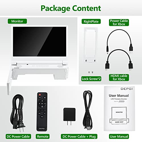 DEPGI Monitor de juegos portátil de 12,5" para Xbox Series S (no incluido), pantalla Full HD 1080P con pantalla IPS Dual HDMI 2, compatible con modos de juego HDR Freesync 3, para viajes al aire libre uso en interiores