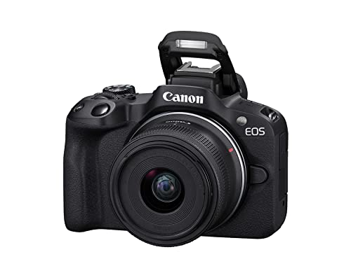 Cámara de vlogging sin espejo Canon EOS R50 (negra) con lente RF-S18-45 mm F4.5-6.3 is STM, 24,2 MP, vídeo 4K, detección y seguimiento de sujetos, compacta, conexión a teléfono inteligente, creador de contenidos