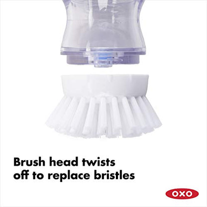 OXO Good Grips - Cepillo dispensador de jabón, color negro, transparente y blanco