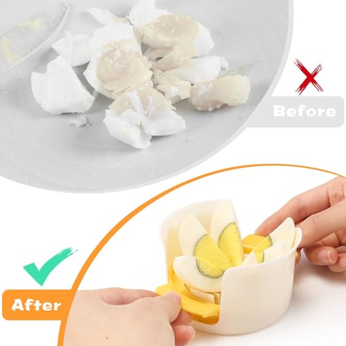 PRODUCTO 499 Cortadora de tazas 4 en 1 - Cortadora de huevos - Cortadora de huevos para huevos duros - Dispensador de huevos con alambres de corte de acero inoxidable - Cortadora multifuncional para frutas de fresa (blanca)