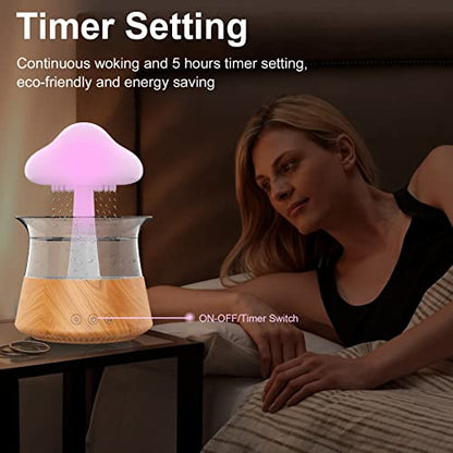 Humidificadores de lluvia en la nube para dormitorio y habitación grande - Difusor de aceite esencial con luces LED de 7 colores - Cobertura para toda la casa - Apagado automático - Puede funcionar hasta 8-10 días con agua llena (grano de madera)