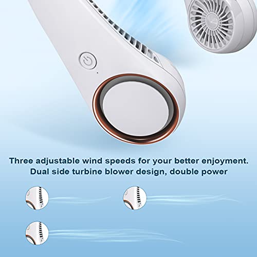 Ventilador de cuello portátil, ventilador sin aspas manos libres, ventilador personal de refrigeración, ajuste de 3 velocidades, 78 salidas de aire, diseño de auriculares, recargable, ventilador de cuello alimentado por USB para interiores y exteriores,