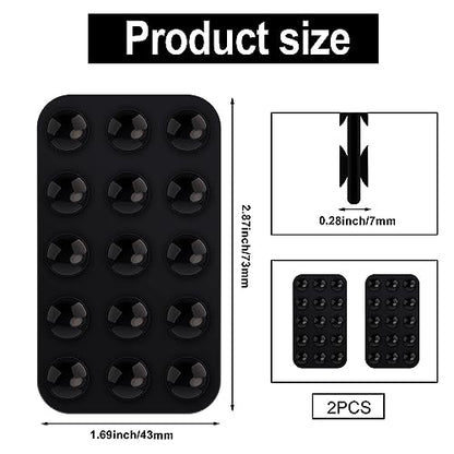 PRODUCTO 208 2 soportes para teléfono con ventosa de silicona, ventosa de doble cara, soporte de ventosa rectangular multiusos para coche, mini alfombrilla con ventosa para teléfonos móviles (negro)