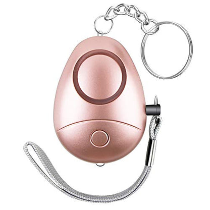 Alarma personal, alarma personal de seguridad de sonido seguro para mujeres, niños, ancianos, alarma personal segura de emergencia con linterna LED, llavero, alarma de seguridad y autodefensa, canción de sirena de 130 dB (oro rosa)