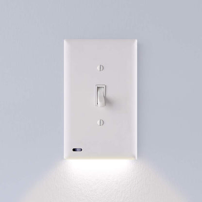 PRODUCTO 512 Single - SnapPower SwitchLight - Luz nocturna LED - Para interruptores de luz unipolares - Placa de interruptor de luz con luces nocturnas LED - Ajuste de brillo - Sensor de encendido/apagado automático - (Toggle, blanco)