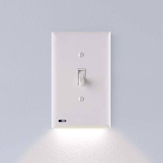 PRODUCTO 512 Single - SnapPower SwitchLight - Luz nocturna LED - Para interruptores de luz unipolares - Placa de interruptor de luz con luces nocturnas LED - Ajuste de brillo - Sensor de encendido/apagado automático - (Toggle, blanco)