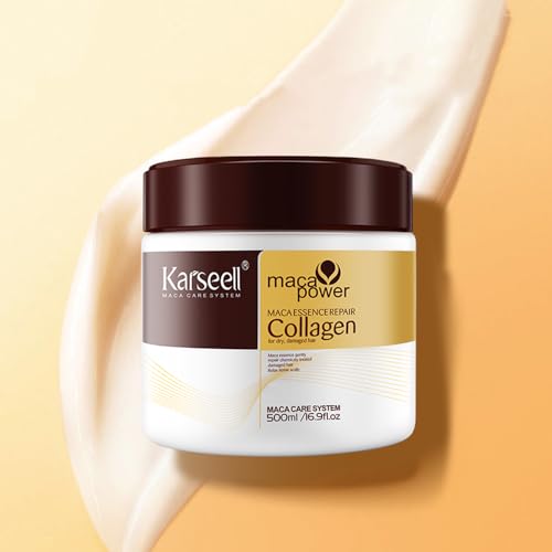 Karseell Collagen Hair Treatment Deep Repair Conditioning Argan Oil Collagen Hair Mask Essence for Dry Damaged Hair All Hair Types 16.90 oz 500ml