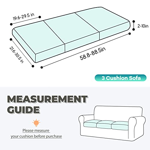 KSK Fundas de cojín elásticas para sofá, fundas para asientos de sofá, protectores de muebles con parte inferior elástica (gris oscuro, funda de cojín para sofá de 3 piezas)