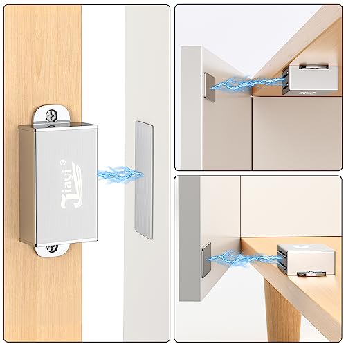 Cabinet Magnetic Catch Jiayi 4 Pack Magnetic Door Catch Adhesive Strong Cabinet Door Magnet Latch Stainless Steel Magnetic Cabinet Latch for Kitchen Magnetic Catch Closet for Drawer