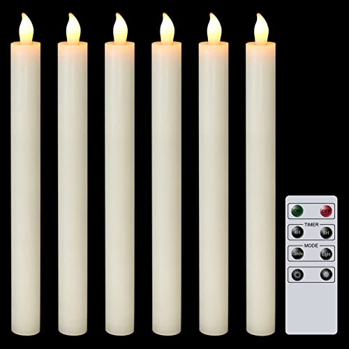 PRODUCTO 22 DRomance Velas cónicas parpadeantes sin llama con temporizador remoto, candelabros LED con pilas, cera real, luz regulable, cena, decoración navideña de Acción de Gracias (marfil, 0,78" x 9,64")