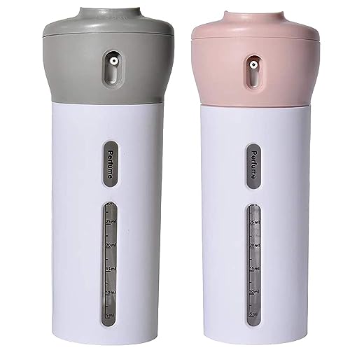 Paquete de 2 dispensadores de viaje, CHIVENIDO 4 en 1 loción champú gel dispensador de viaje botellas de ducha botellas de viaje recargables (rosa gris)