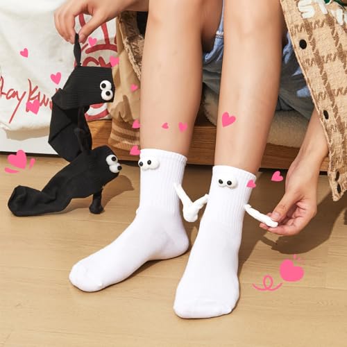 Suhine 8 Pares Calcetines de Mano para Parejas Calcetines magnéticos para Manos Calcetines para muñecas 3D con Ojos Regalos para Manos magnéticas (Estilo clásico)