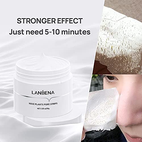 LANBENA Mascarilla para puntos negros con 60 tiras, mascarilla para eliminar puntos negros, mascarilla facial purificadora limpiadora de poros y plantas para la nariz (1,05 oz/30g)