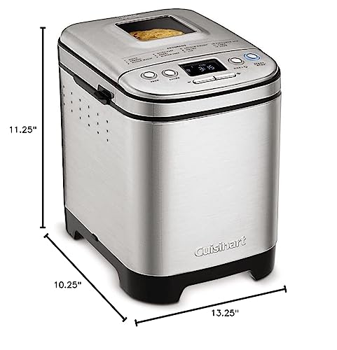 PRODUCTO 38 Máquina para hacer pan Cuisinart, compacta y automática, configuraciones personalizables, panes de hasta 2 libras, CBK-110P1, plateada, negra