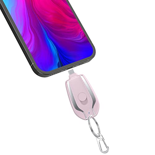 Mini cápsula de emergencia de 1500 mAh para iPhone, llavero, cargador portátil, llavero, cargador de teléfono celular para iPhone o tipo C (rosa para tipo C)