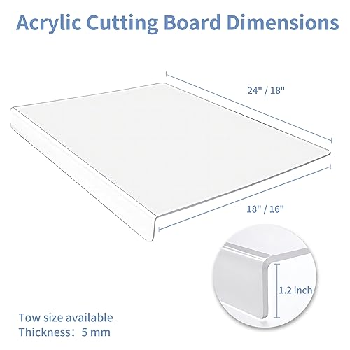 Yis Tablas de cortar acrílicas para mostrador de cocina Tabla de cortar transparente antideslizante Tablas de cortar acrílicas para protector Restaurante en casa 18x16 pulgadas 18x16 pulgadas