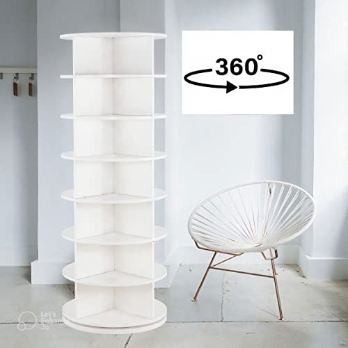 ESPAÑOL Weinstein Storage Zapatero giratorio 360° original, Zapatero giratorio, Lazy Susan, Reloving, Zapatero giratorio en torre,Original 7 niveles con capacidad para más de 35 pares de zapatos