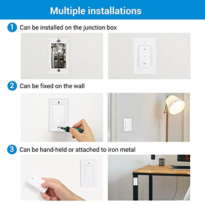 DEWENWILS Enchufe de luz con control remoto, interruptor de luz inalámbrico para lámparas de cadena de tracción, rango de 100 pies, no necesita cableado, lista ETL (1 controlador montado en la pared+1 base de bombilla, versión más corta)