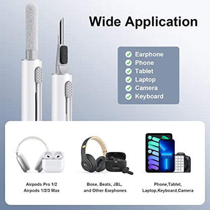 Kit de limpieza para Airpods Pro 1 2 3 Pluma de limpieza multifunción con cepillo suave Esponja flocada para auriculares Bluetooth Estuche Herramientas de limpieza Blanco