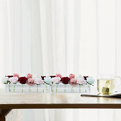 PRODUCTO 594 LOYWREE Paquete de 2 floreros, centro de mesa floral rectangular de acrílico para mesa de comedor, florero rectangular de 24 pulgadas de largo en total, floreros transparentes para decoración del hogar, bodas (flores no incluidas)