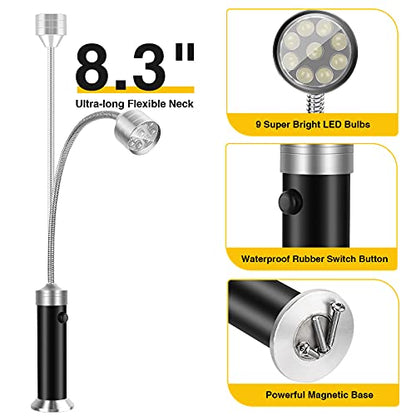 Luz para parrilla de barbacoa, accesorios para parrilla para exteriores con base magnética, relleno de calcetines, regalos para parrilla para hombres, cuello flexible de 360 grados, resistente al agua y al calor, baterías incluidas - Paquete de 2