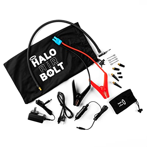 Halo Bolt Air 58830 mWh Kit de energía de emergencia portátil con bomba de neumáticos, 4 boquillas de aire intercambiables, kit de accesorios adicionales, arrancador de batería para automóvil y cargador para automóvil, oro rosa