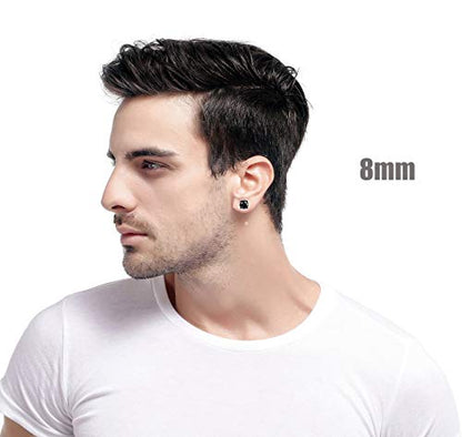 FIBO STEEL 6 pares de pendientes magnéticos de acero inoxidable para hombres y mujeres con imán de circonita cúbica, juego de pendientes de clip no perforados (0.315 in)