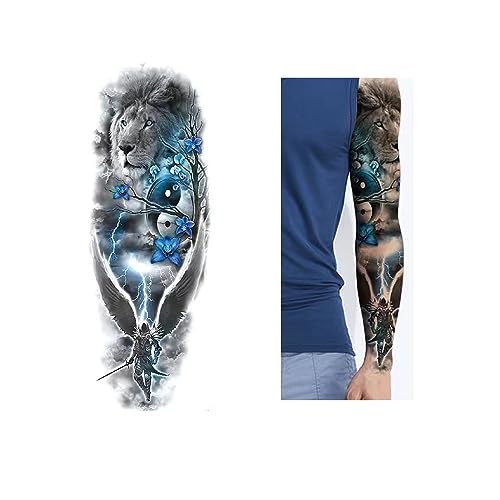 Betytattoo tatuaje temporal, tatuajes temporales para hombres - Tatuajes Temporales Impermeables de Brazo Completo pegatinas 4 Hojas y Medio Brazo Hombro Tatuaje Falso 10 Hojas - Tatuajes Temporales Adulto BETY5