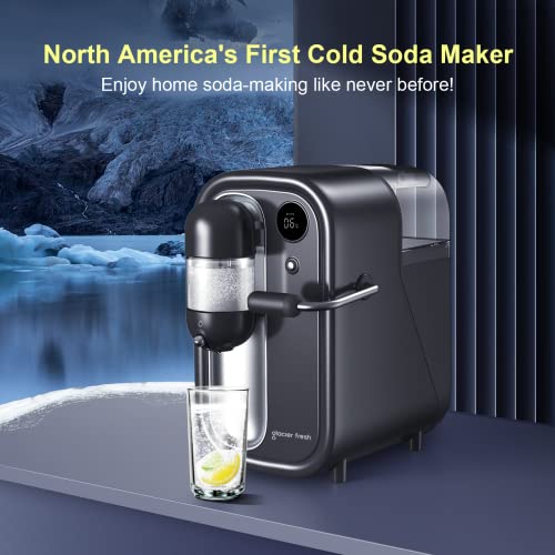 GLACIER FRESH Máquina para hacer agua fría con gas, máquina eléctrica para hacer refrescos con tanque de agua de 1,6 L, pantalla LED, compatible con cualquier carbonatador de CO2 de 60 L atornillado (NO incluido)