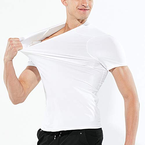 Discountstore145 Camisetas para Hombre, Anti-Sucio, Impermeable, Color sólido, Camiseta para Hombre, Manga Corta Suave, Top de Secado rápido, Blanco M