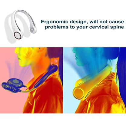 Ventilador de cuello portátil, ventilador sin aspas manos libres, ventilador personal de refrigeración, ajuste de 3 velocidades, 78 salidas de aire, diseño de auriculares, recargable, ventilador de cuello alimentado por USB para interiores y exteriores,