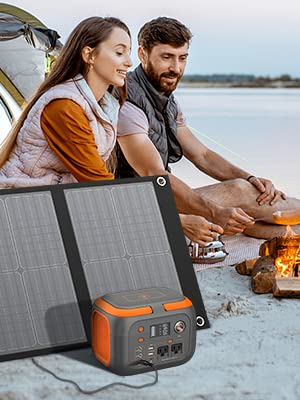 Estación de energía portátil de 300 W, generadores solares para exteriores de 260 Wh, paquete de batería de litio móvil, salida de 110 V, banco de energía solar, fuente de alimentación para acampar para computadora portátil con panel solar de 40 W