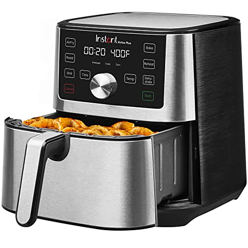 Horno freidora de aire Instant Pot Vortex Plus, 6 cuartos, de los creadores de Instant Pot, 6 en 1, asar, asar, deshidratar, hornear, canasta antiadherente y apta para lavavajillas, aplicación con más de 100 recetas, acero inoxidable