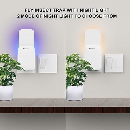 Mosalogic Fly Trap Indoor Flying Insect Traps Plug-in for Fruit Flies,Gnats, and House Flies - Gnat Killer Trapper Plug-in Fly Insect Catcher, 400 Sq Ft Protection Area