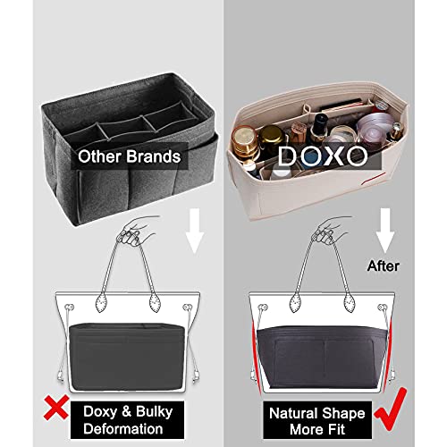 Doxo Organizador de bolso, bolsa de fieltro, ajuste L Speedy 30 Neverfull PM y base Shaper, juego de 2 piezas (combinación beige mediana)