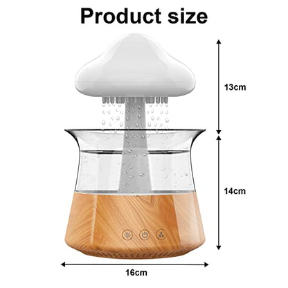 Humidificadores de lluvia en la nube para dormitorio y habitación grande - Difusor de aceite esencial con luces LED de 7 colores - Cobertura para toda la casa - Apagado automático - Puede funcionar hasta 8-10 días con agua llena (grano de madera)