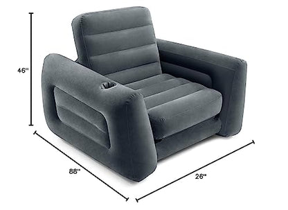 INTEX 66551EP Inflatable Pull-Out Chair: Built-in Cupholder – Velvety Surface – 2-in-1 Valve – Folds Compactly – 89" x 46" x 26"