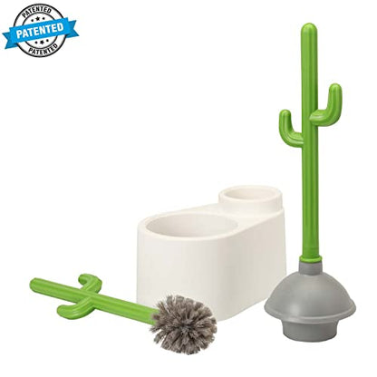 ALLOBUB Cactus Juego de cepillo y desatascador de inodoro para limpieza de baños - 1 juego