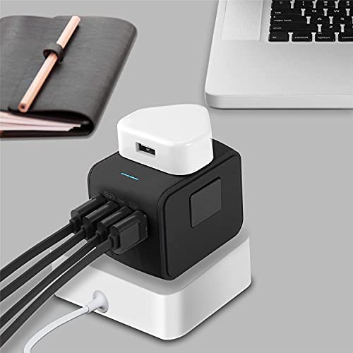 Adaptador de viaje internacional Adaptador de corriente universal en todo el mundo Todo en uno 4 USB con enchufe eléctrico Perfecto para países europeos de EE. UU., UE, Reino Unido y AU 160 (negro)