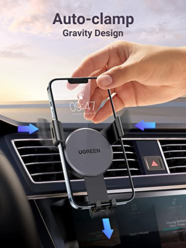 PRODUCTO 17  Soporte para teléfono para ventilación de coche, clip de ventilación para teléfono celular, bloqueo automático por gravedad, compatible con iPhone 15 14 Pro Max 14 Plus, iPhone 13 12 11 Pro Max XR XS 8 7 Plus, Samsung Galaxy S22 Smartphone