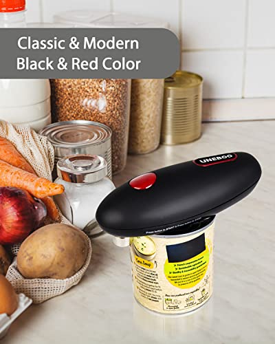 PRODUCTO 446 Abrelatas eléctrico para cocina con artritis - Abrelatas portátil a pilas con borde liso, abrelatas automático manos libres, un toque para comenzar fácil para personas mayores con artritis, negro