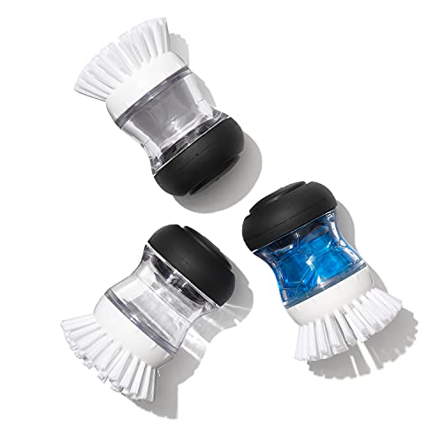 OXO Good Grips - Cepillo dispensador de jabón, color negro, transparente y blanco