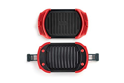 Lekue Microwave Grill, Sandwich Maker, Panini Press, 10 In x 5.7 In, Red