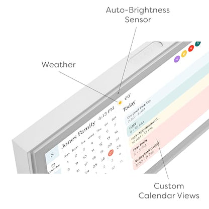 PRODUCTO 351 Calendario Skylight: Calendario digital de 15 pulgadas y tabla de tareas, pantalla interactiva táctil inteligente para horarios familiares - Soporte de pared incluido