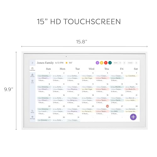 PRODUCTO 351 Calendario Skylight: Calendario digital de 15 pulgadas y tabla de tareas, pantalla interactiva táctil inteligente para horarios familiares - Soporte de pared incluido