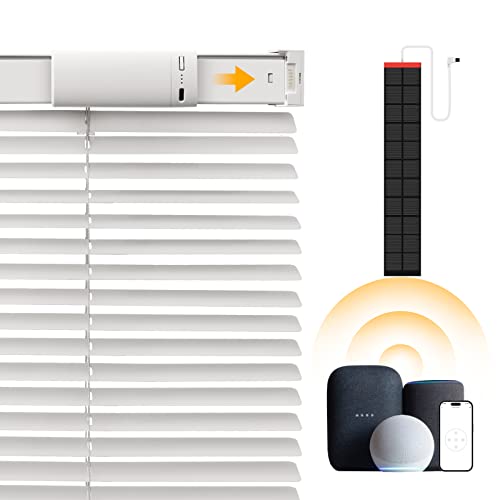 Persianas motorizadas Persianas inteligentes con control remoto Persianas solares Persianas para ventanas Persianas automáticas inalámbricas Persianas eléctricas Ventanas Filtrado de luz Compatible con Google Alexa, Blanco 25" Wx64 H