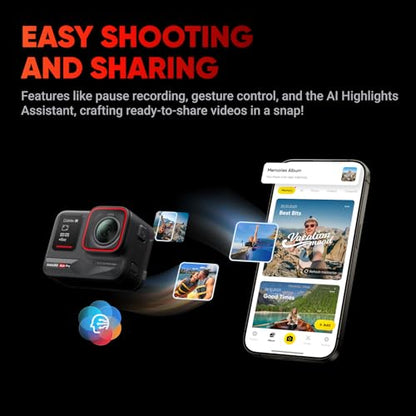 PRODUCTO 27 Insta360 Ace Pro: cámara de acción resistente al agua diseñada conjuntamente con Leica, sensor insignia de 1/1,3" y reducción de ruido por IA para una calidad de imagen inmejorable, 4K a 120 fps, pantalla abatible de 2,4" y funciones de IA.