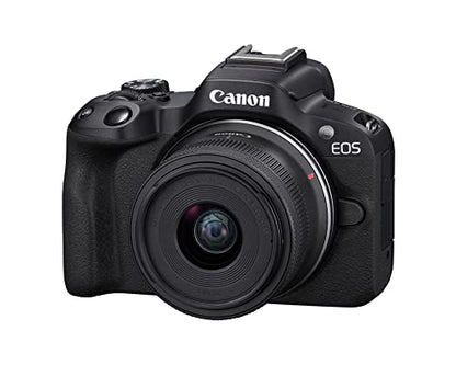 Cámara de vlogging sin espejo Canon EOS R50 (negra) con lente RF-S18-45 mm F4.5-6.3 is STM, 24,2 MP, vídeo 4K, detección y seguimiento de sujetos, compacta, conexión a teléfono inteligente, creador de contenidos